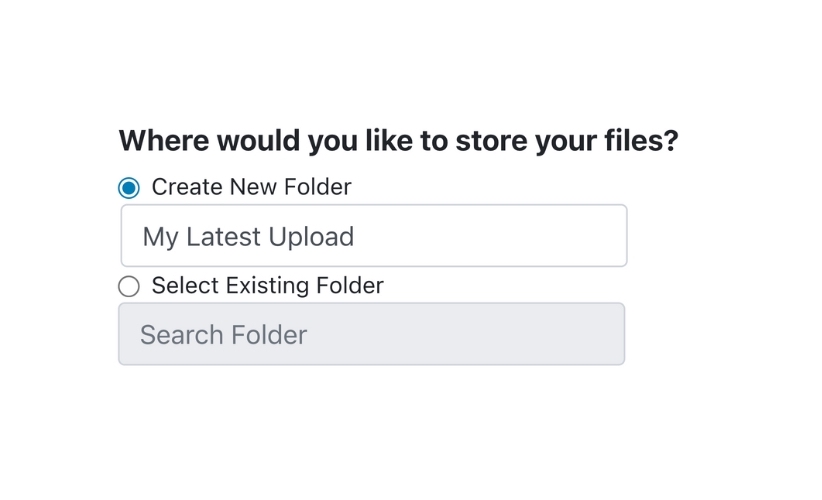 option to select where you store your files 