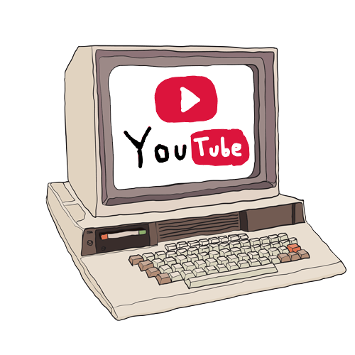 Youtube logo on a vintage computer